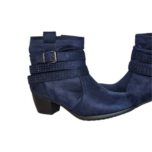 VJH Comfort Blue Suede Boots Womens Sz 8.5 Slouchy Dress Zip Booties Memory Foam - Picture 5 of 14